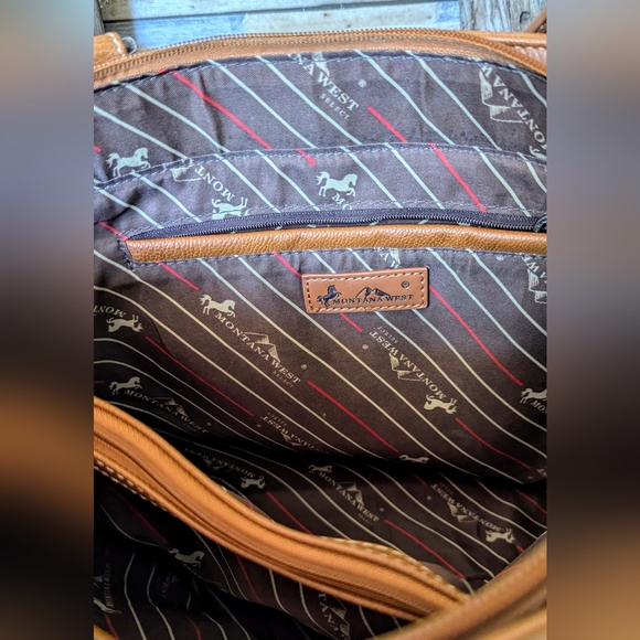 Montana West Embroidered Cross Concho Conceal & Carry Handbag W Studs - Picture 12 of 15